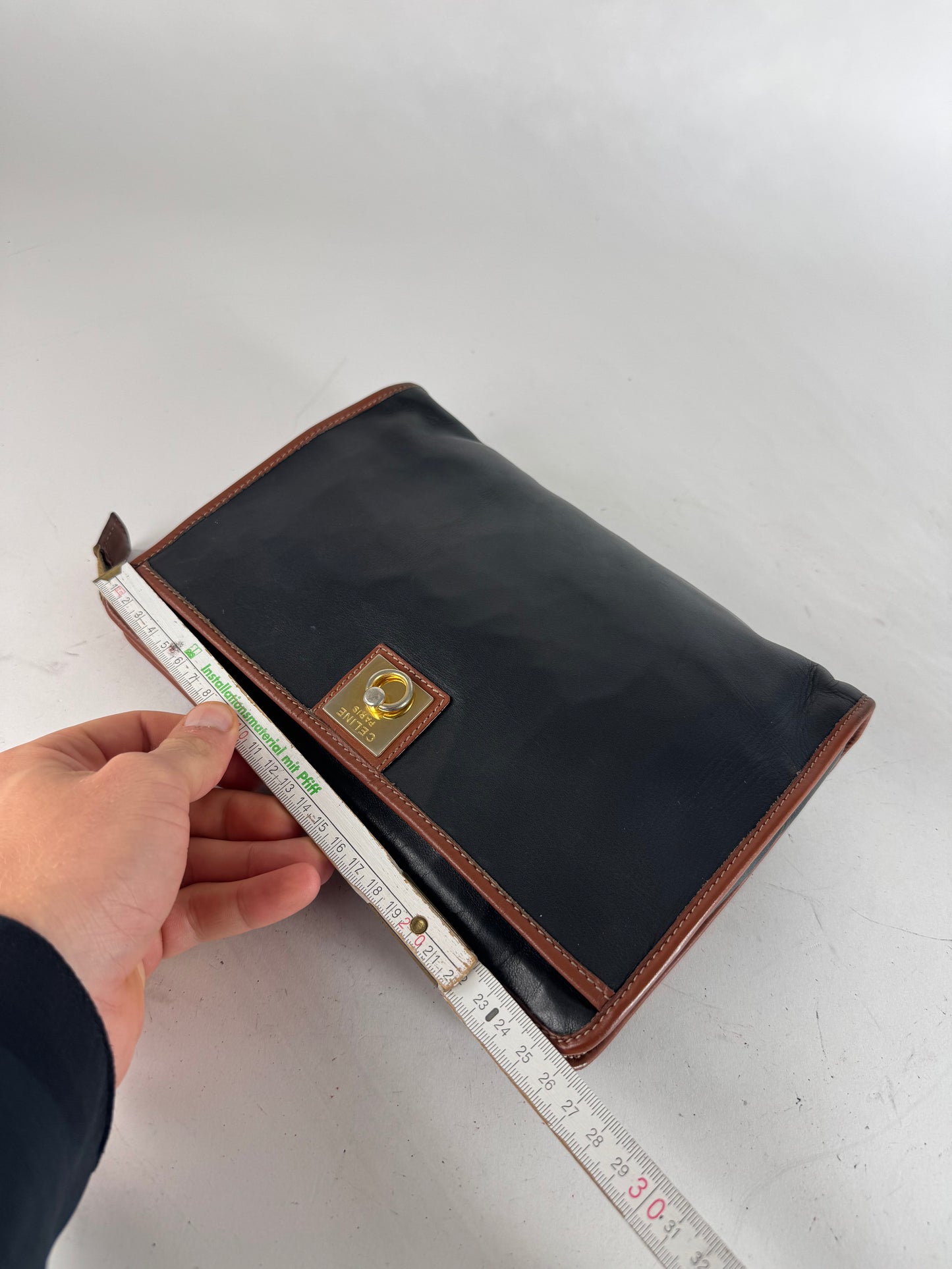 Vintage Celine Leather Clutch Black Brown