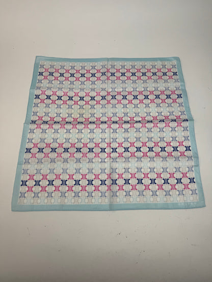 Vintage Céline Paris Triomphe Monogram Scsrf Bleu rose blanc