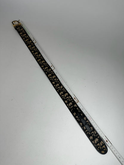 Vintage Dior Oblique Monogram Belt navy beige