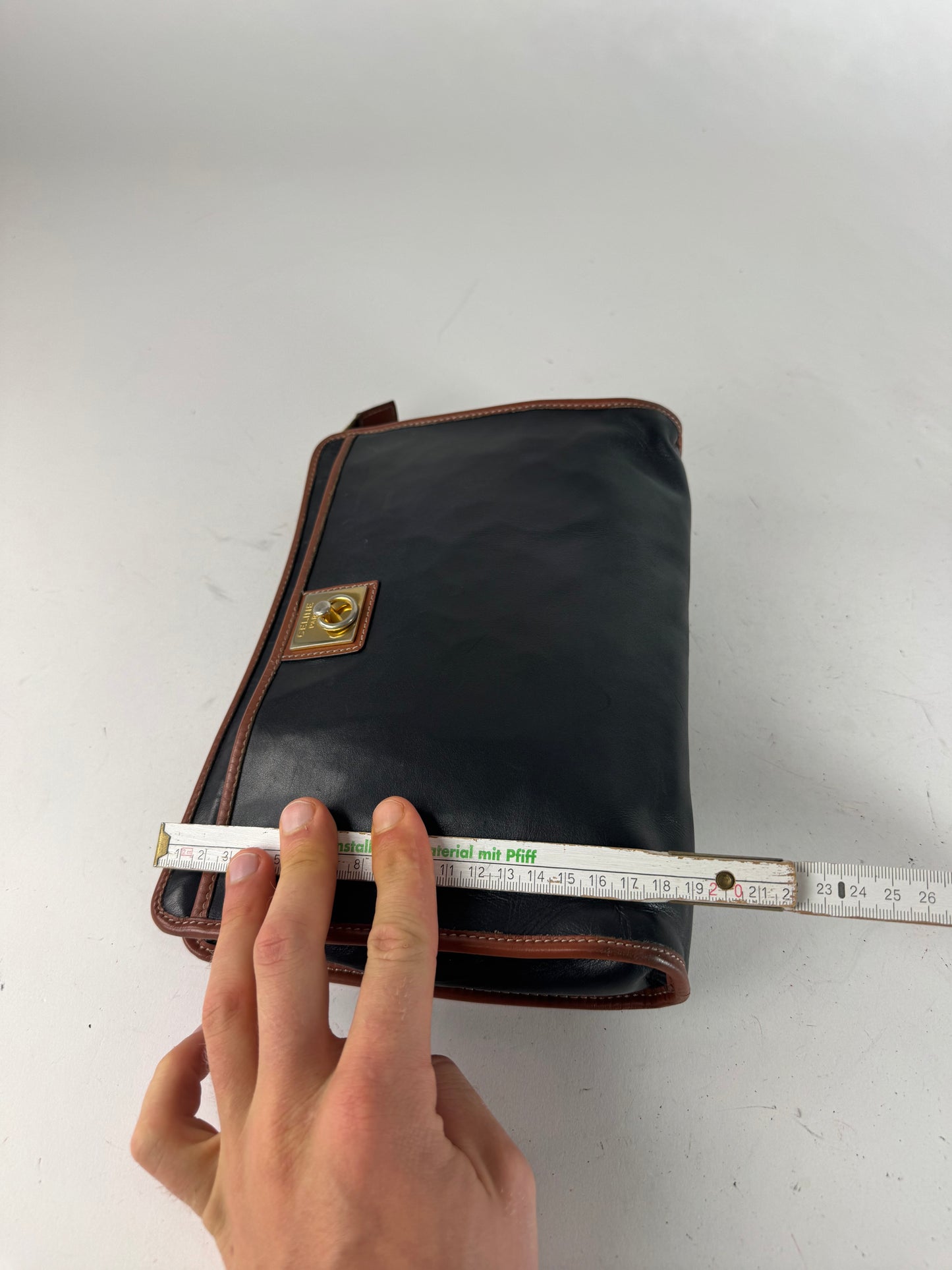 Vintage Celine Leather Clutch Black Brown