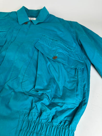 Vintage Dior Men's Teal Cotton Blend Jacket Brown Buttons XL