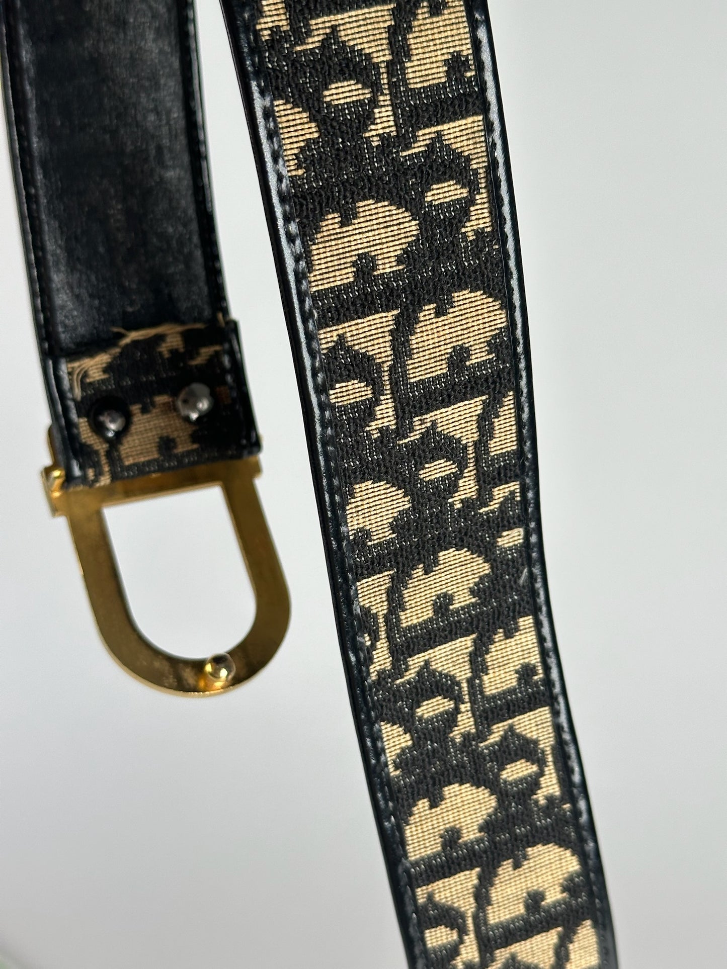 Vintage Dior Oblique Monogram Belt navy beige