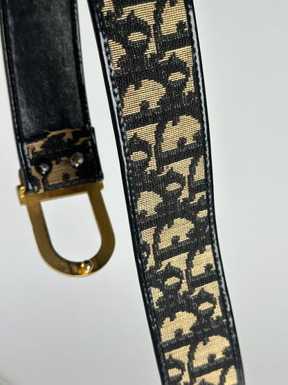 Vintage Dior Oblique Monogram Belt navy beige