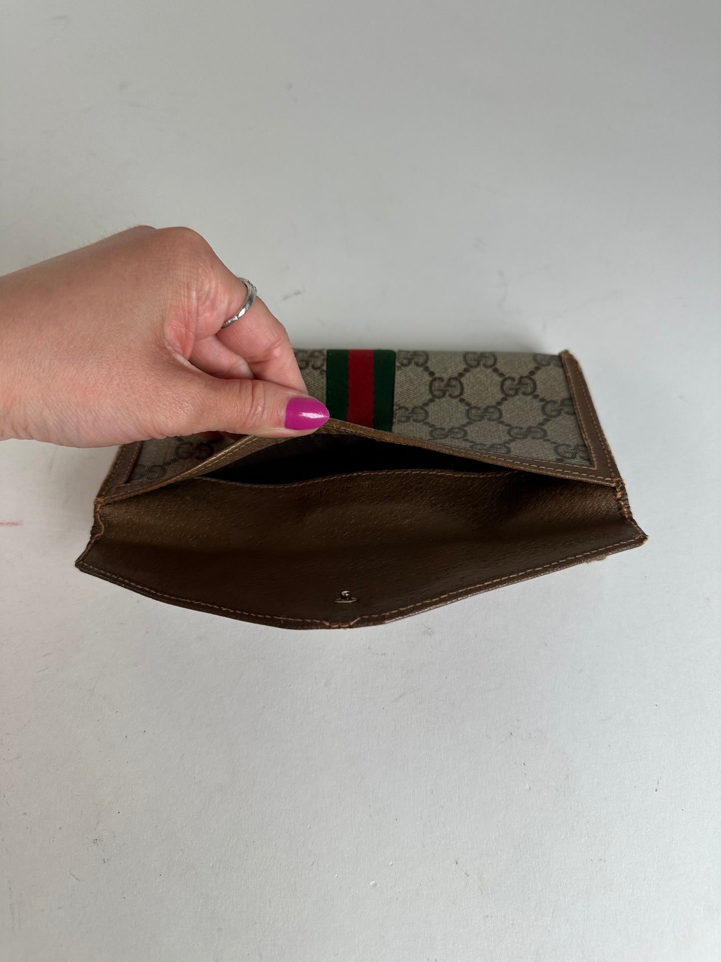 Vintage Gucci GG Supreme Long Wallet Beige