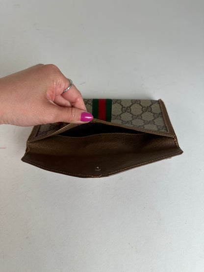 Vintage Gucci GG Supreme Long Wallet Beige