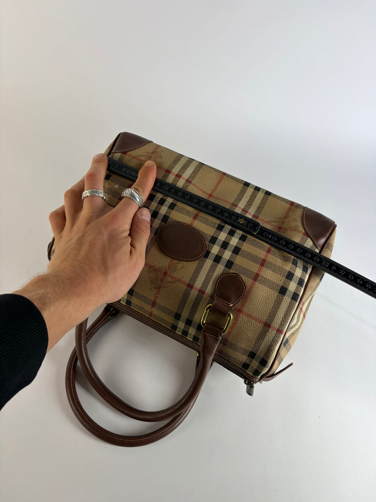 Vintage Burberrys Haymarket Check Top-Handle Bag Late 1990s Beige