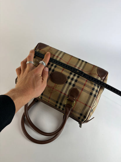 Vintage Burberrys Haymarket Check Top-Handle Bag Late 1990s Beige
