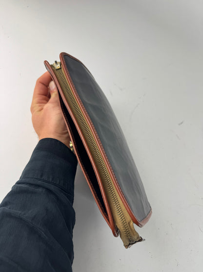 Vintage Celine Leather Clutch Black Brown