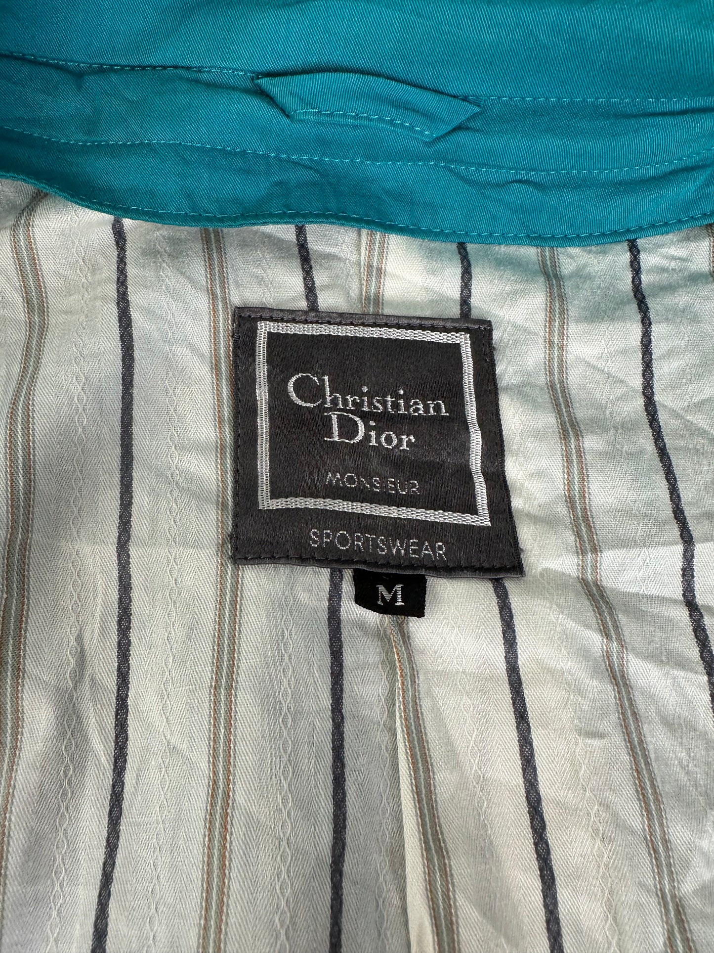 Vintage Dior Men's Teal Cotton Blend Jacket Brown Buttons XL