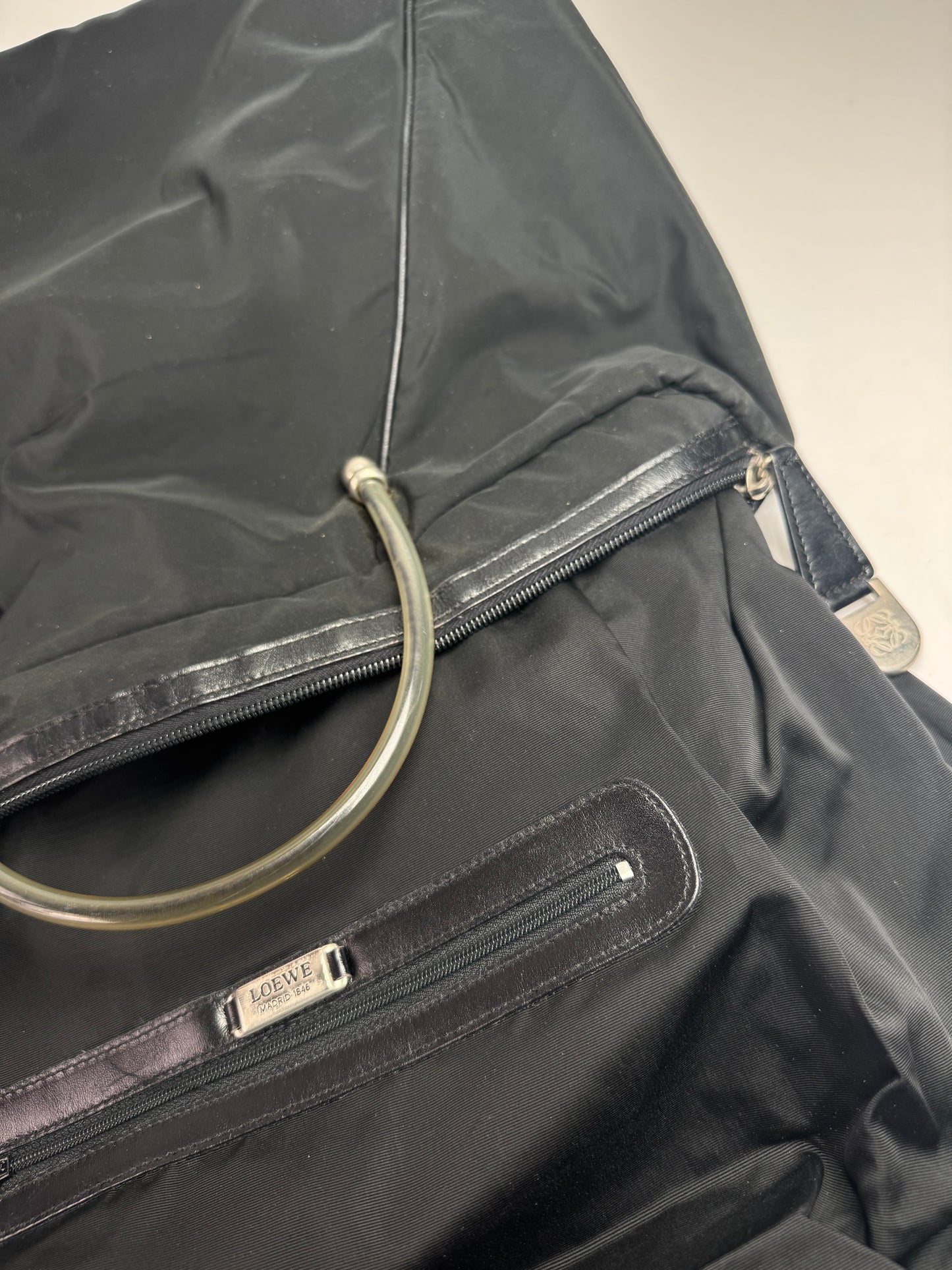 Vintage Loewe Madrid Canvas Handbag Black