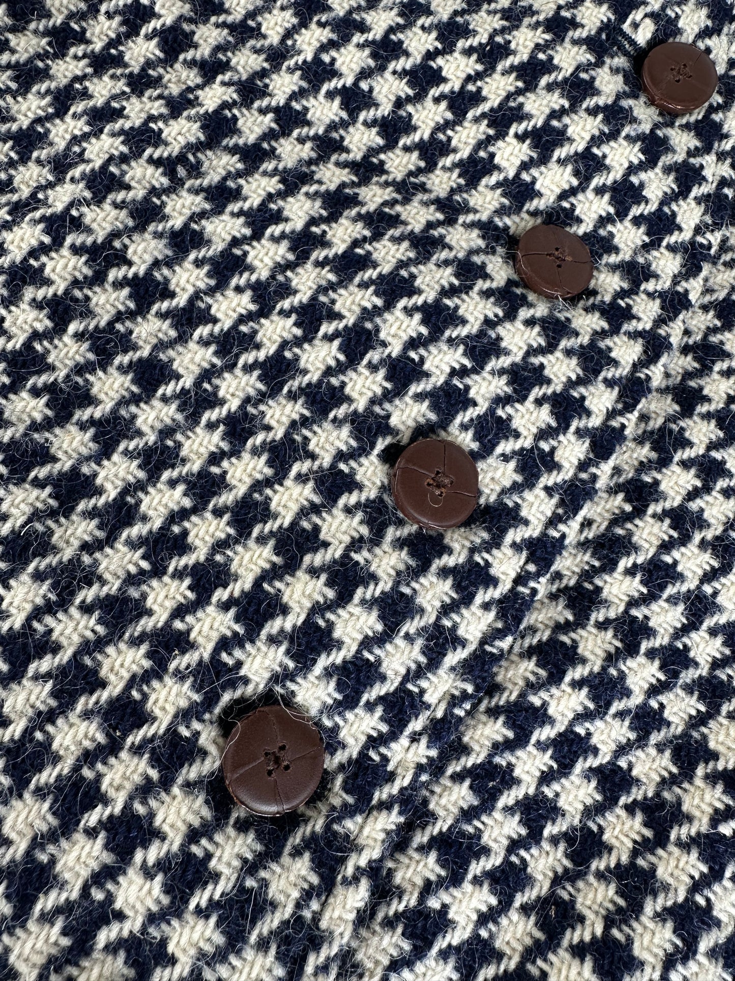 Vintage Issey Miyake Wool Houndstooth Jacket Navy Cream M