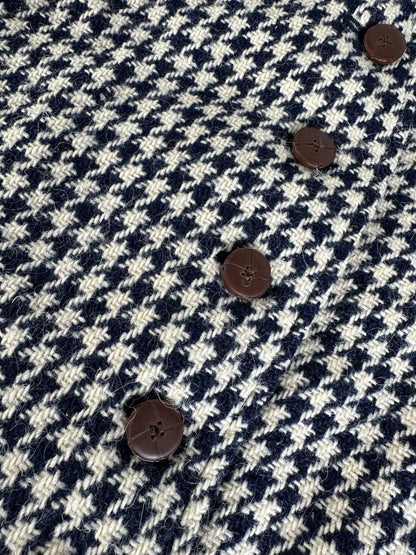 Vintage Issey Miyake Wool Houndstooth Jacket Navy Cream M