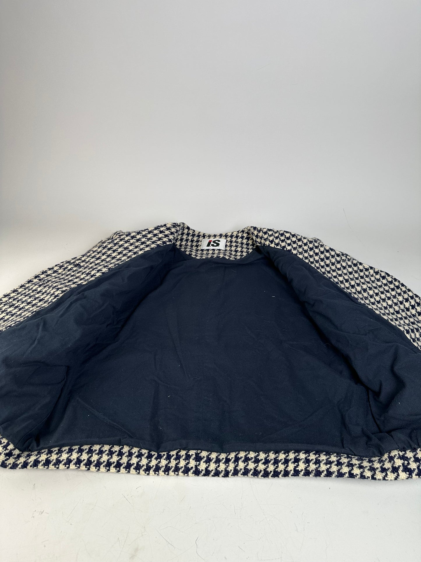 Vintage Issey Miyake Wool Houndstooth Jacket Navy Cream M