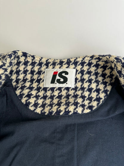 Vintage Issey Miyake Wool Houndstooth Jacket Navy Cream M