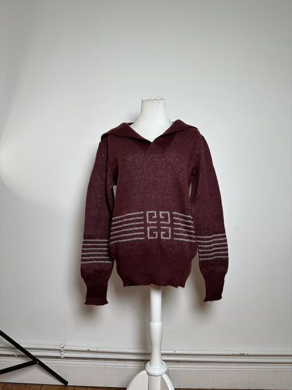 Vintage Givenchy Gentleman Knitwear Sweater Burgundy L