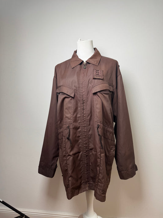 Vintage Fendi Roma Polyester Trenchcoat L Brown