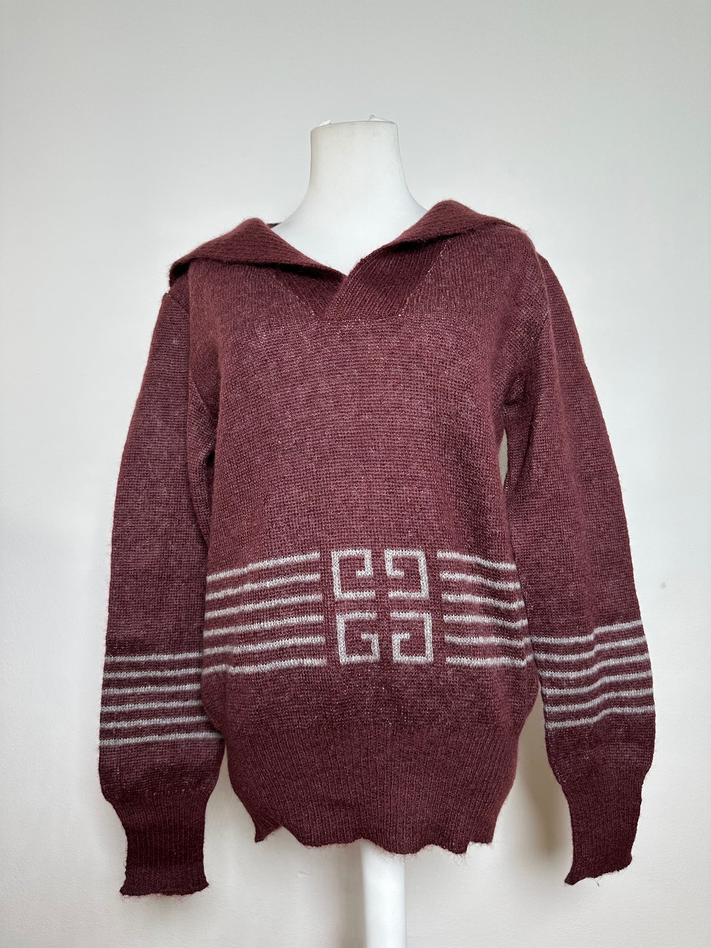 Vintage Givenchy Gentleman Knitwear Sweater Burgundy L