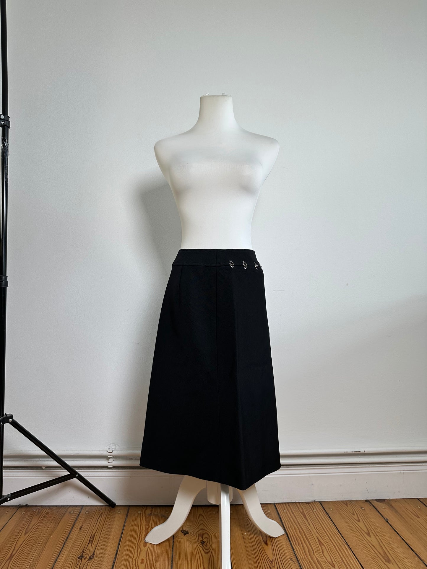 Vintage Chloe Button-Front Skirt Black Silver