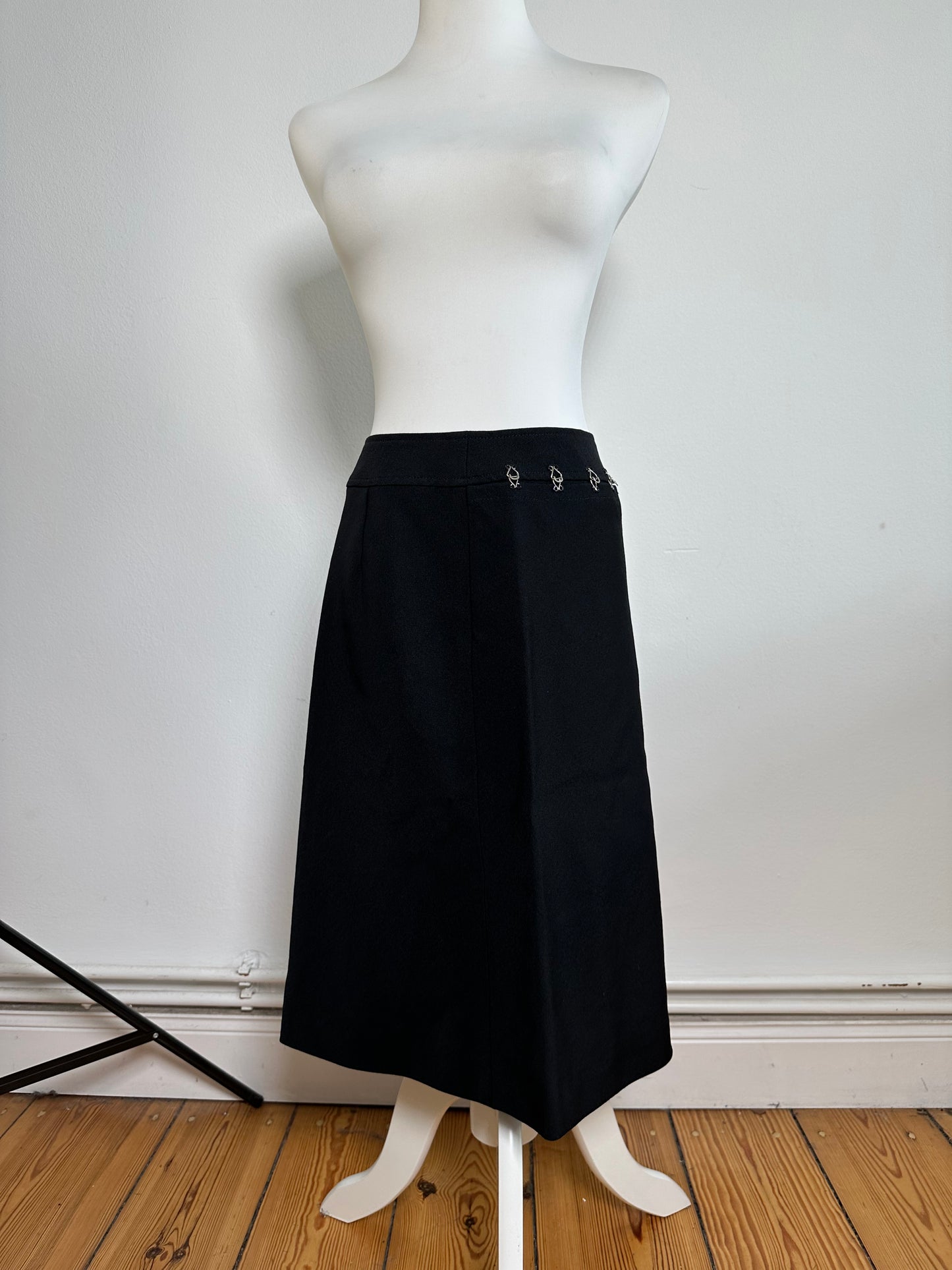 Vintage Chloe Button-Front Skirt Black Silver