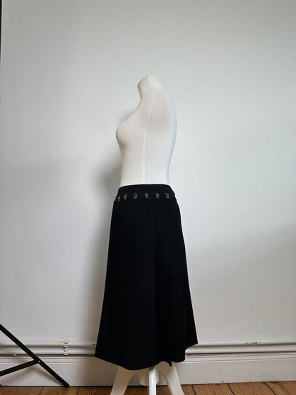Vintage Chloe Button-Front Skirt Black Silver