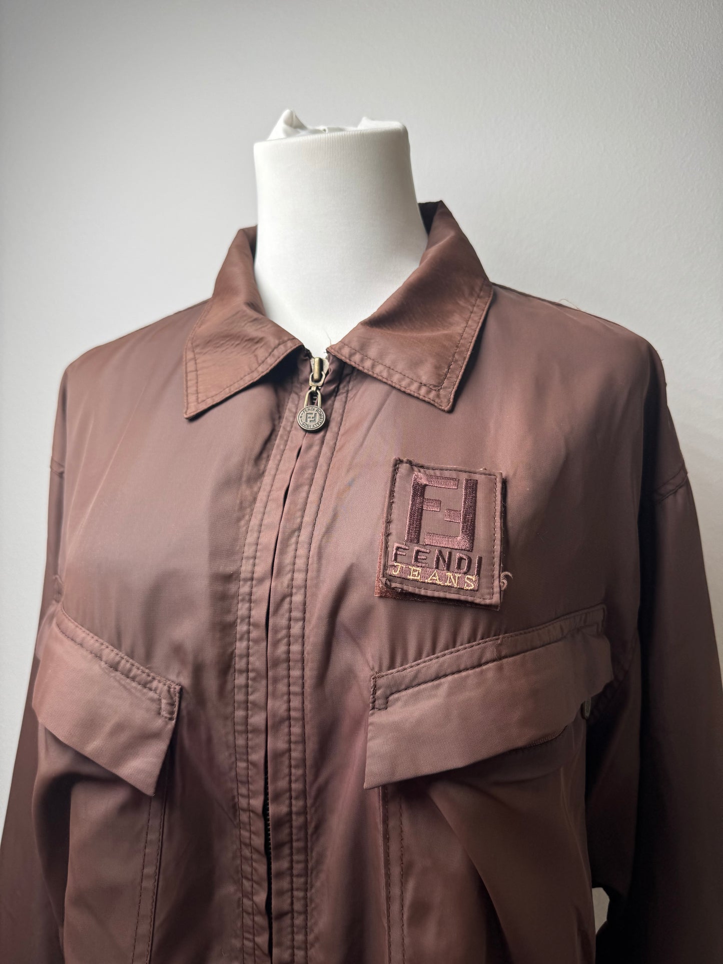 Vintage Fendi Roma Polyester Trenchcoat L Brown