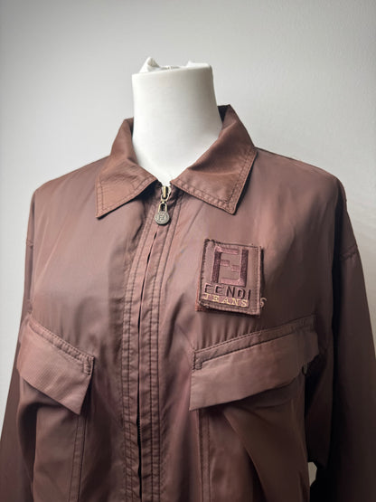 Vintage Fendi Roma Polyester Trenchcoat L Brown