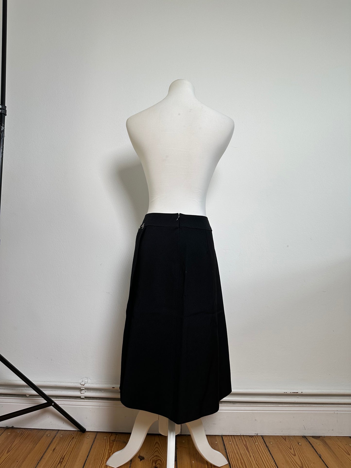 Vintage Chloe Button-Front Skirt Black Silver