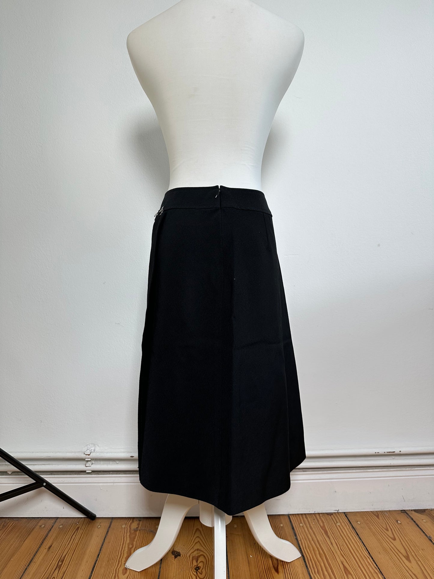 Vintage Chloe Button-Front Skirt Black Silver
