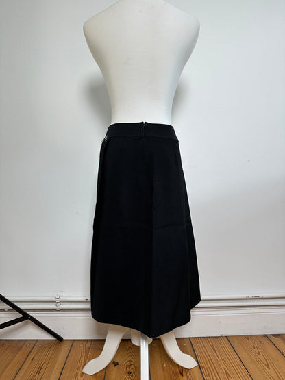 Vintage Chloe Button-Front Skirt Black Silver