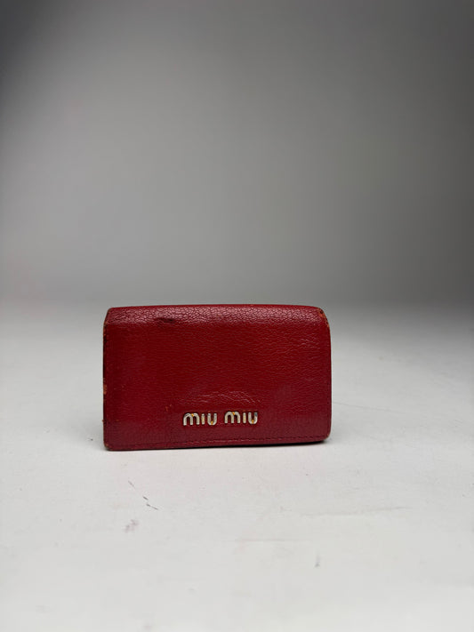 Porte-cartes vintage en cuir rouge Miu Miu