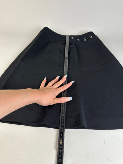Vintage Chloe Button-Front Skirt Black Silver