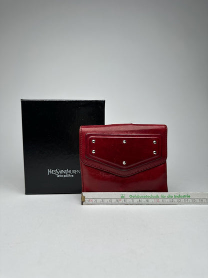 Portefeuille vintage en cuir clouté Yves Saint Laurent rouge