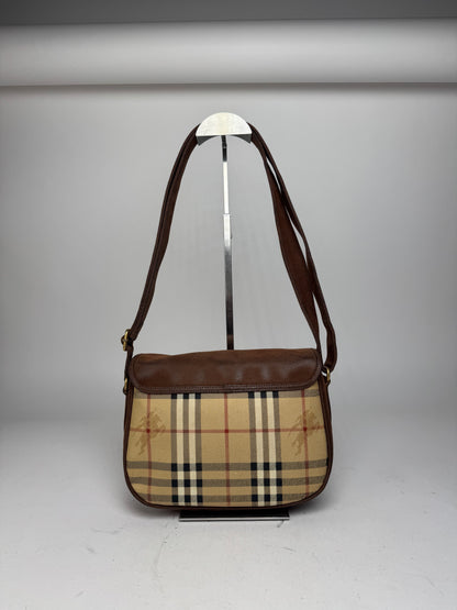 Vintage Burberry 2Way Nova Check Leather Bag Beige Brown