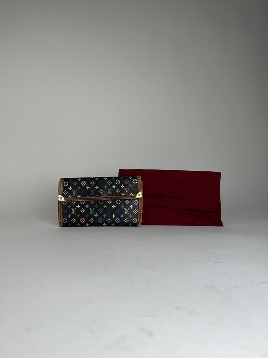 Vintage Louis Vuitton Monogram Multicolore Long Wallet Black