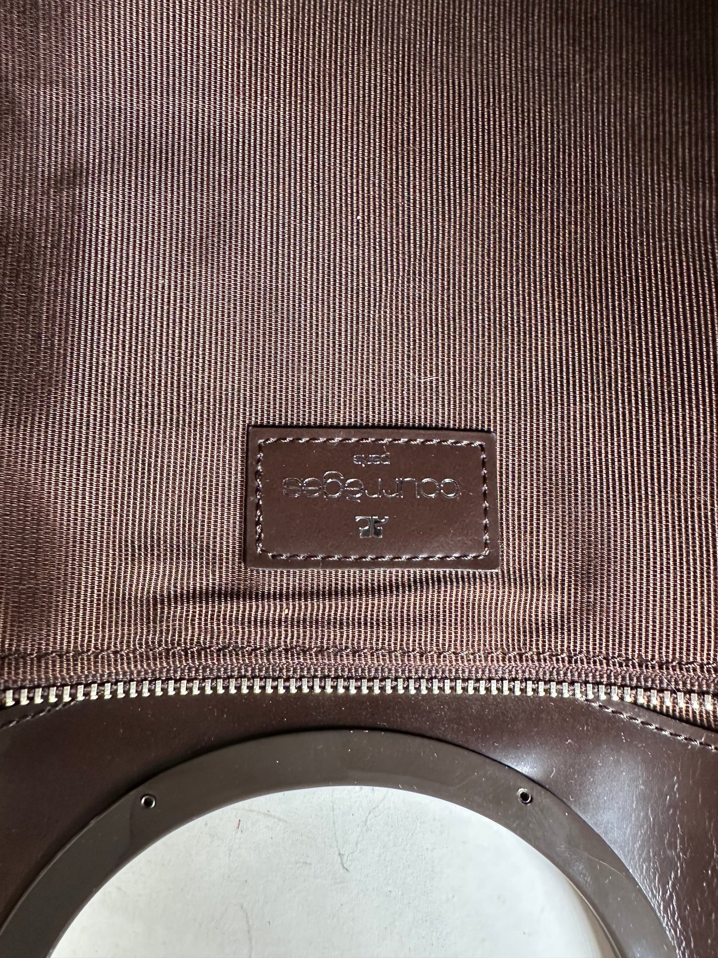 Vintage Courreges Suede Leather Trim Tote Brown Silver