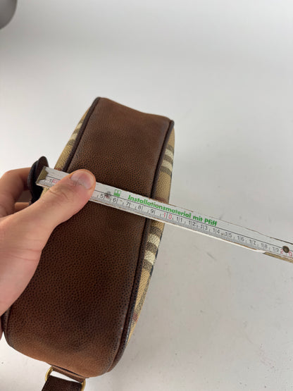 Vintage Burberry 2Way Nova Check Leather Bag Beige Brown