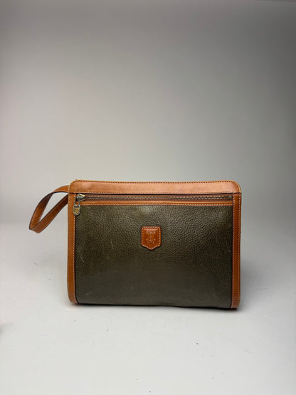 Pochette vintage en cuir Celine Paris marron vert