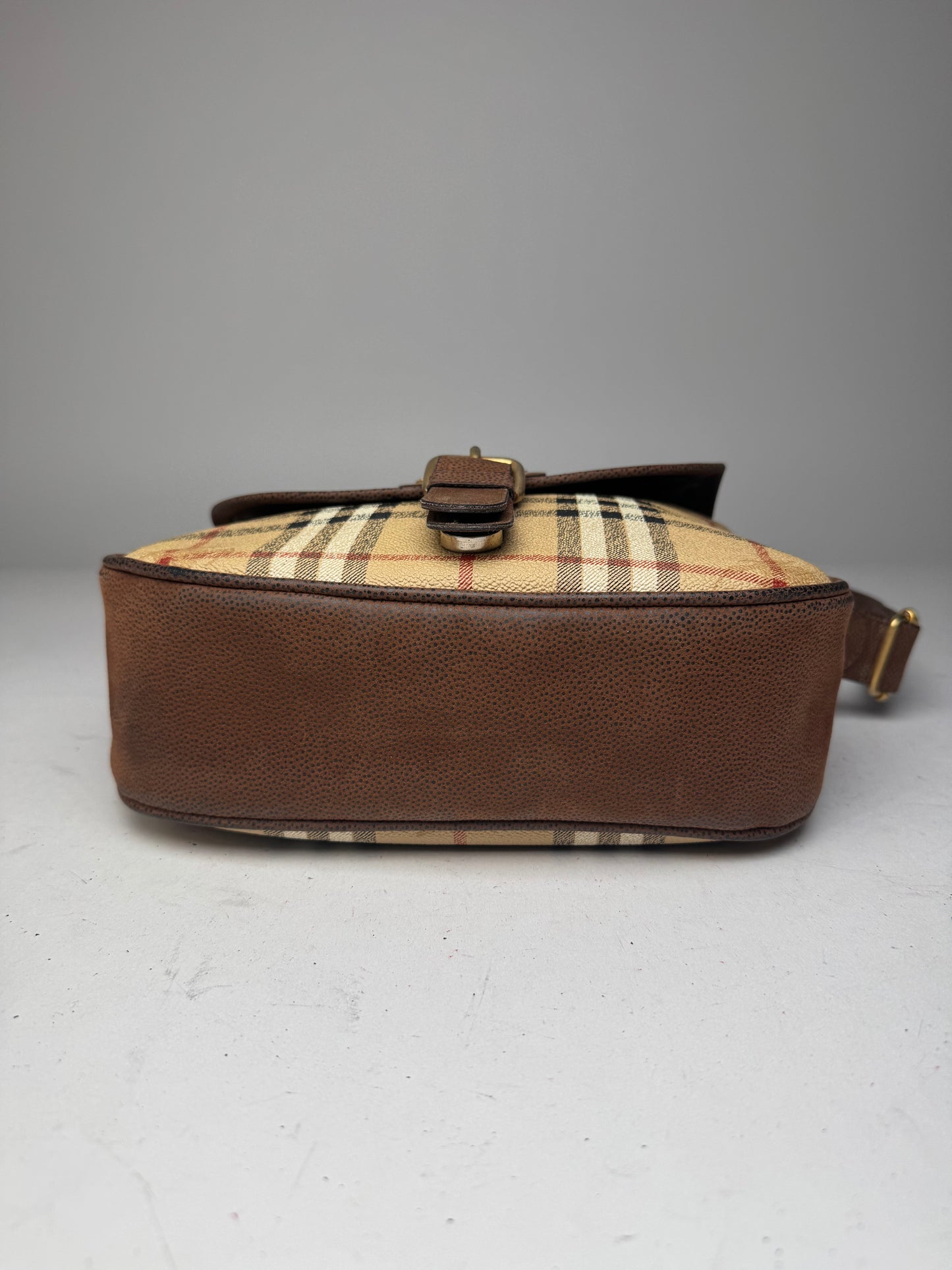 Vintage Burberry 2Way Nova Check Leather Bag Beige Brown