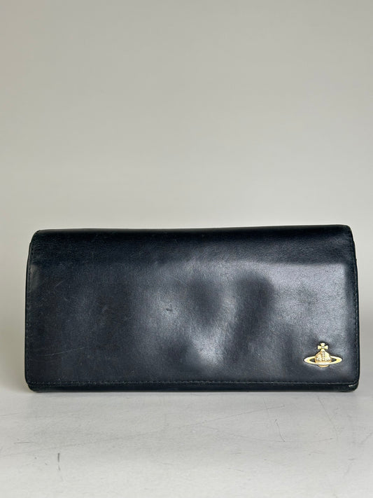 Vintage Vivienne Westwood Leather Wallet Black Gold