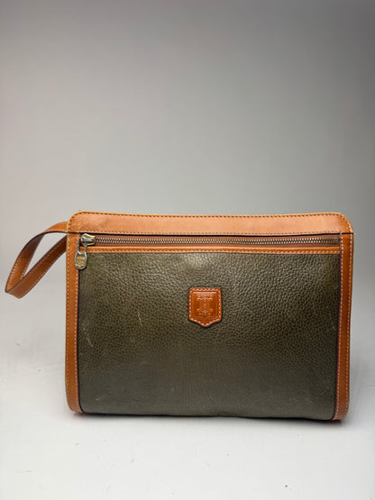 Pochette vintage en cuir Celine Paris marron vert