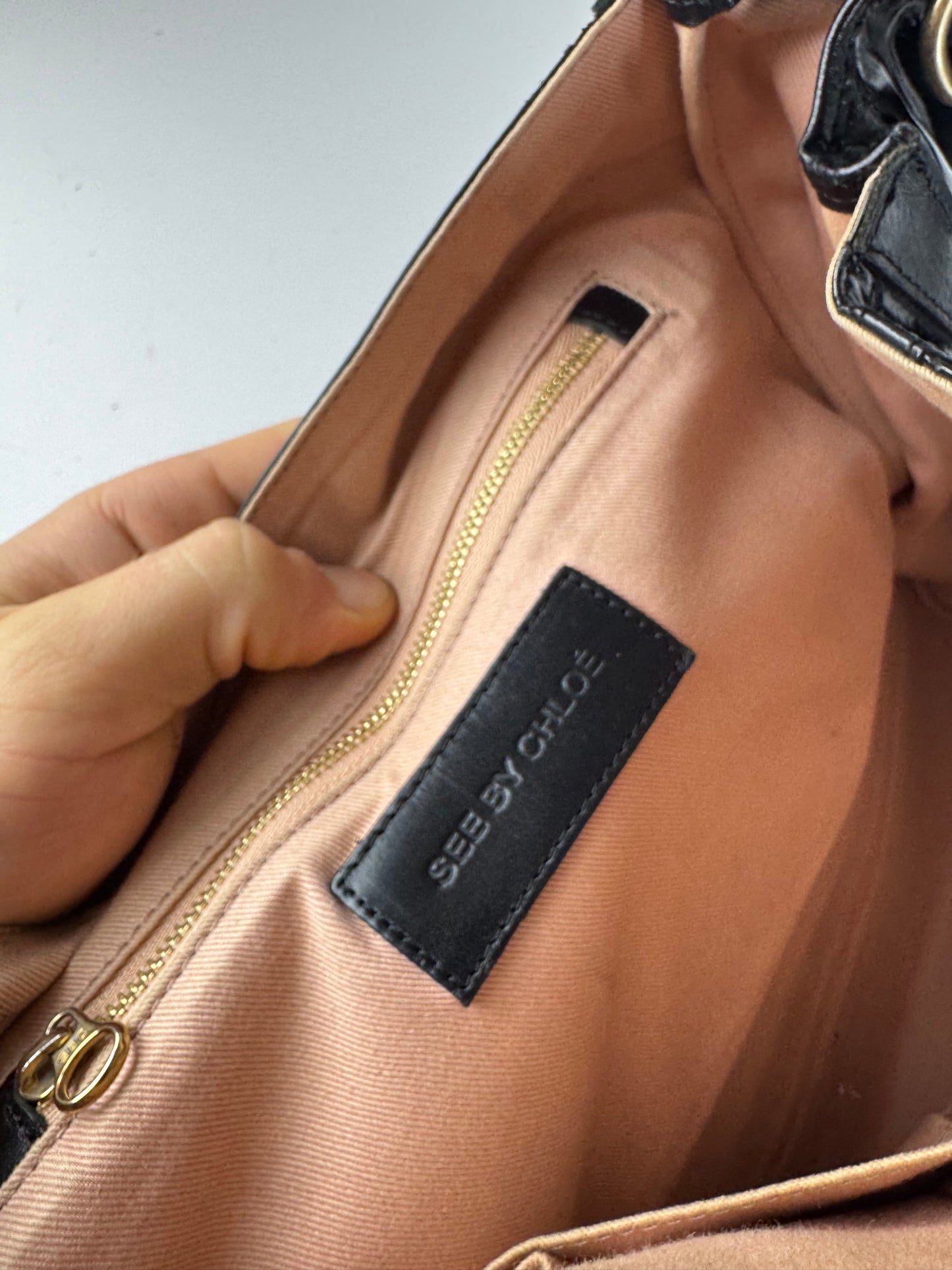 Vintage See By Chloe 2 Way Patent Leather Bag black