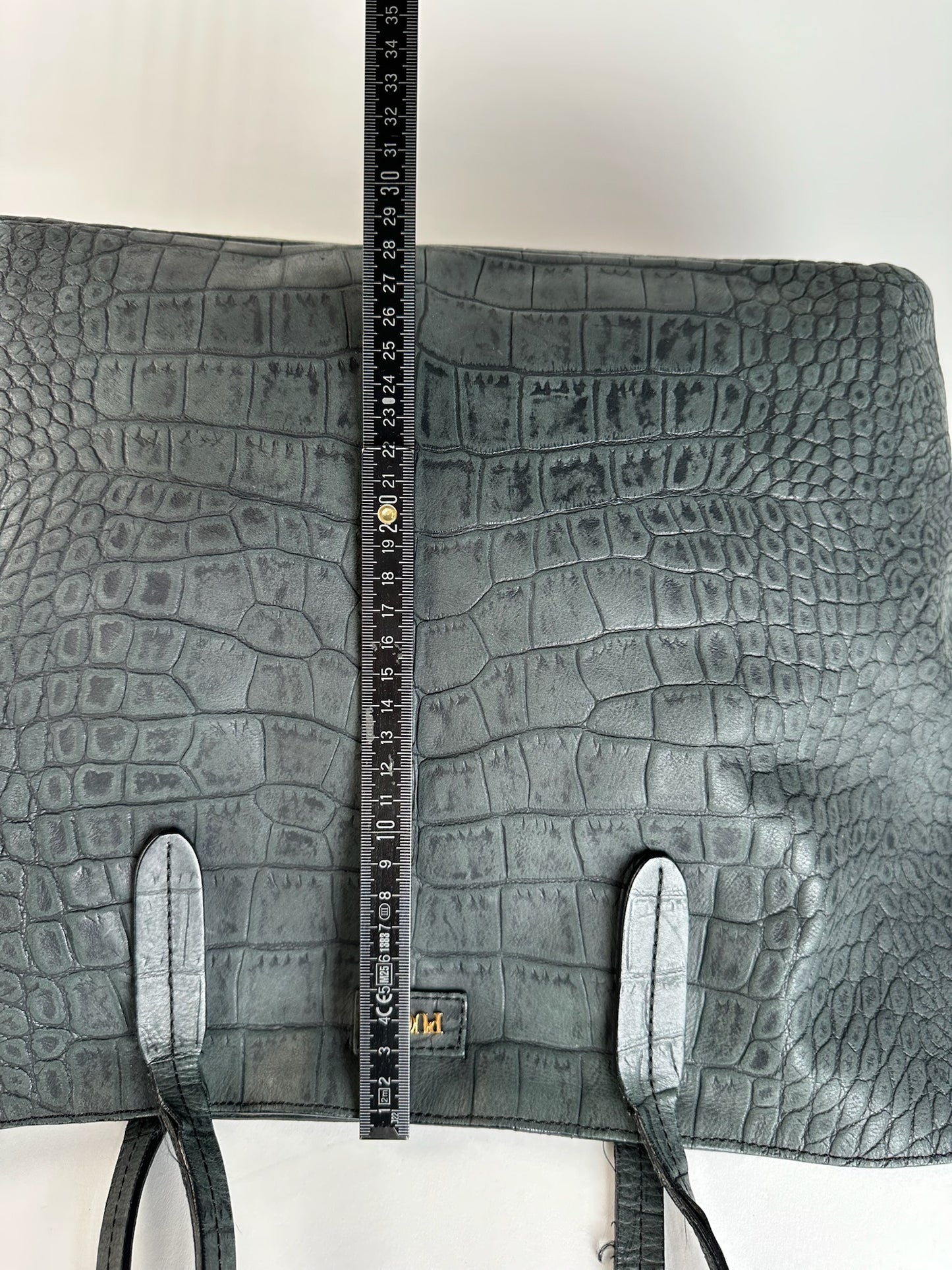 Vintage Emilio Pucci Crocodile Emblossed Leather Tote Bag Black
