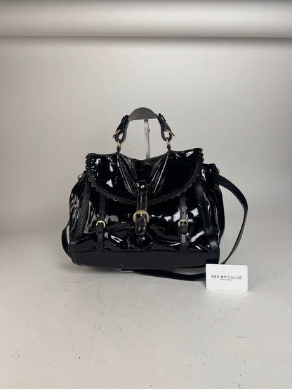 Vintage See By Chloe 2 Way Patent Leather Bag black