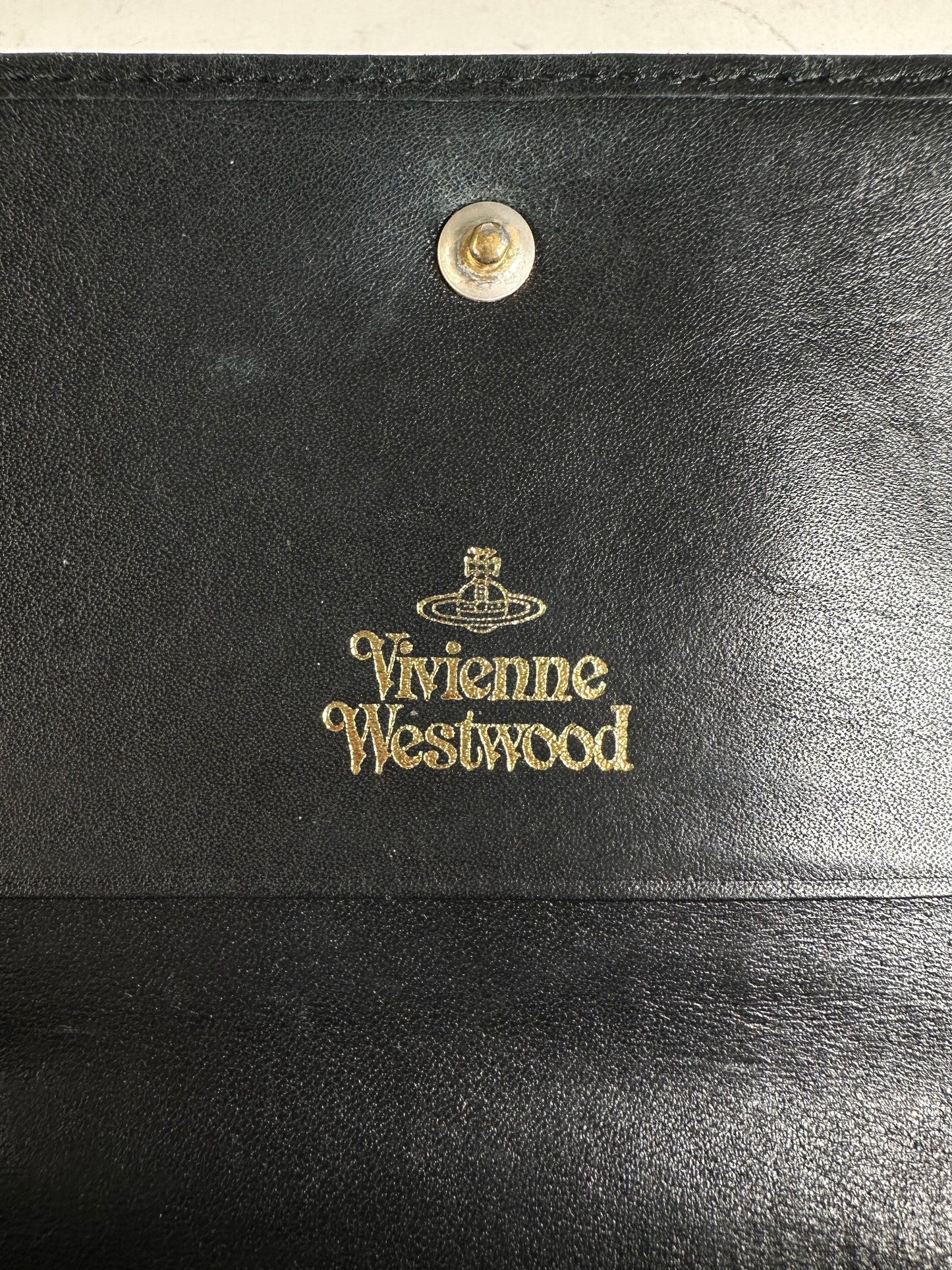 Vintage Vivienne Westwood Leather Wallet Black Gold