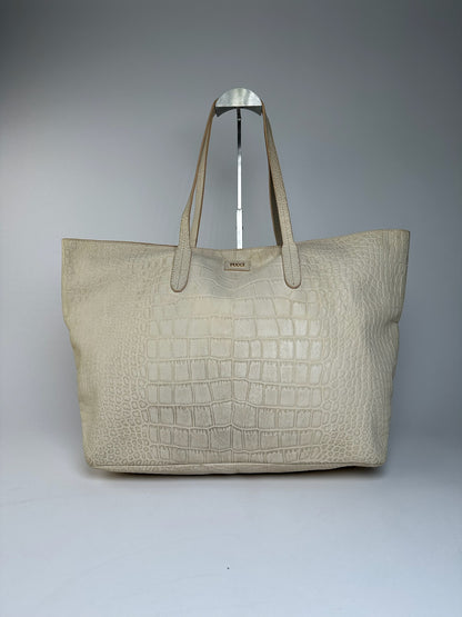 Vintage Emilio Pucci Crocodile Emblossed Leather Tote Bag