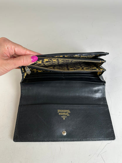 Vintage Vivienne Westwood Leather Wallet Black Gold