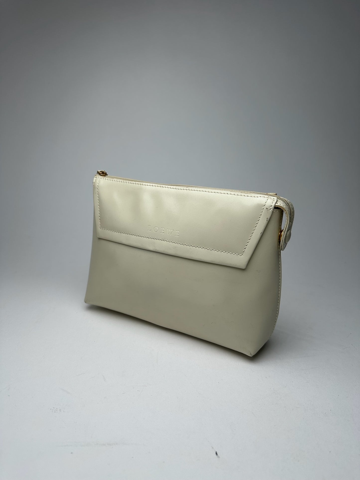 Vintage Loewe Madrid Leather clutch white
