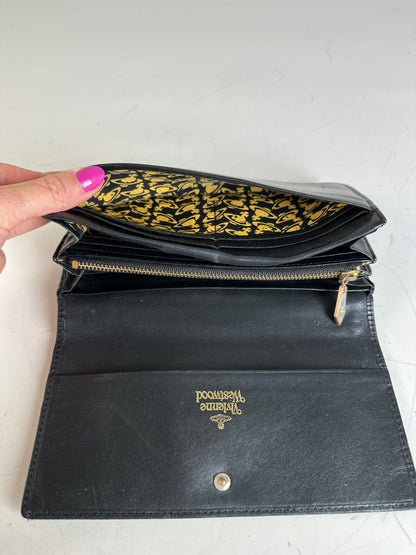 Vintage Vivienne Westwood Leather Wallet Black Gold