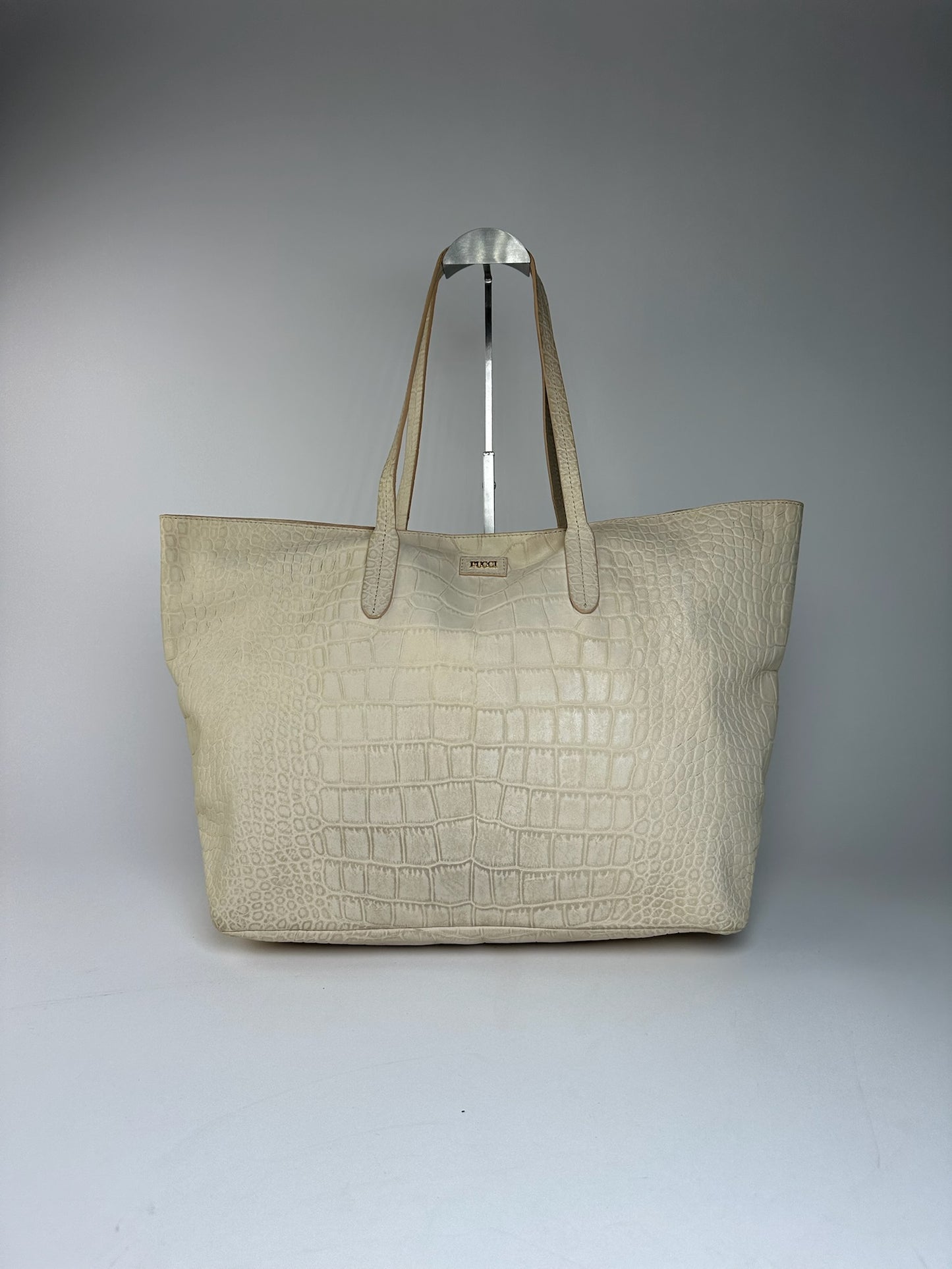 Vintage Emilio Pucci Crocodile Emblossed Leather Tote Bag