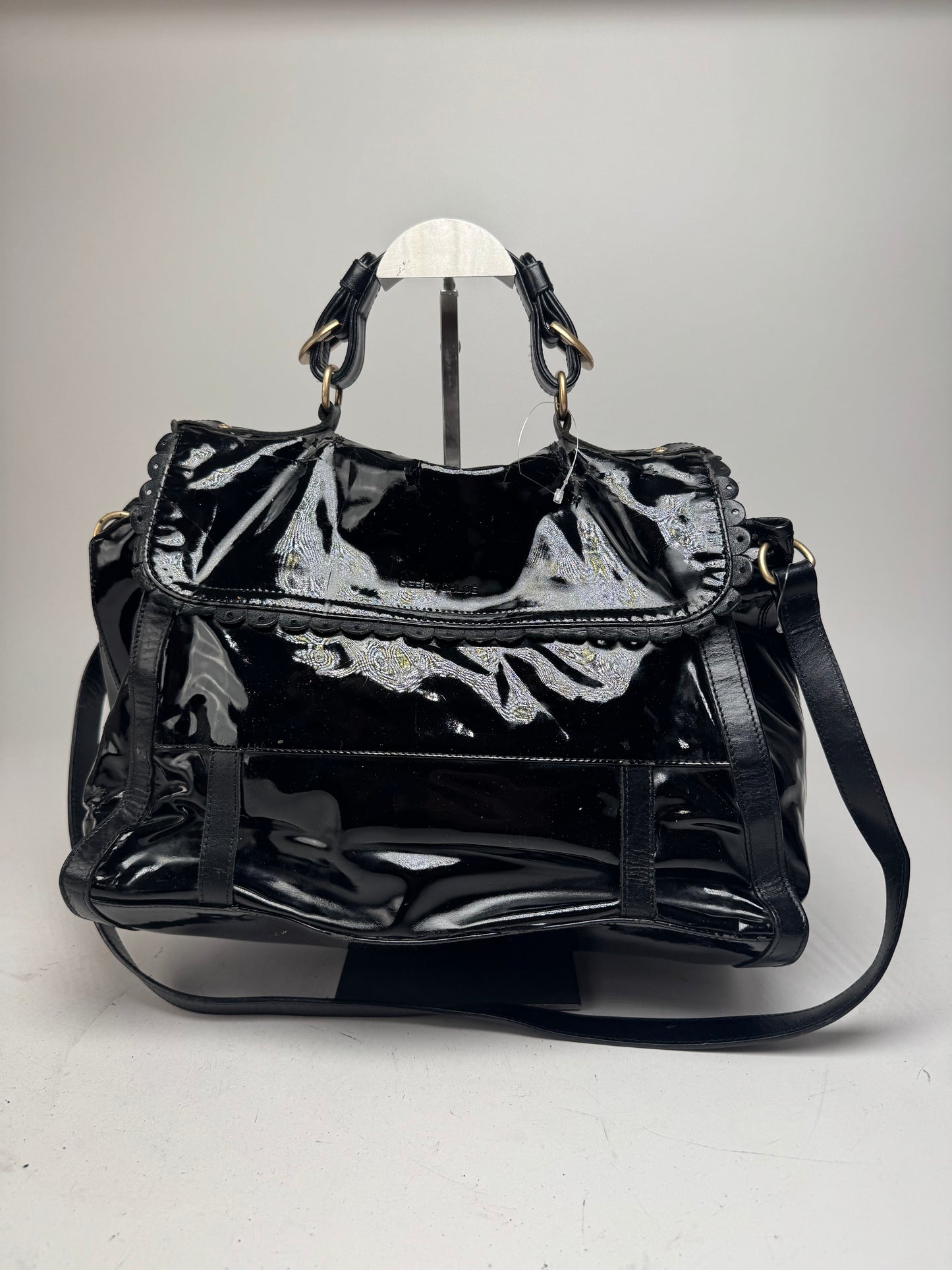 Vintage See By Chloe 2 Way Patent Leather Bag black